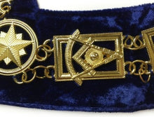 Load image into Gallery viewer, Past Master Square chain Collar - Gold/Silver on Blue + Free Case | Regalia Lodge