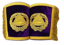 Load image into Gallery viewer, Masonic Gauntlets Cuffs - Grand Master Bullion Embroidered with Fringe - Purple | Regalia Lodge