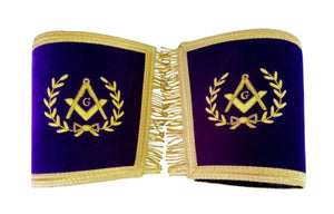 Masonic Gauntlets Cuffs - Master Mason Bullion Embroidered with Fringe | Regalia Lodge