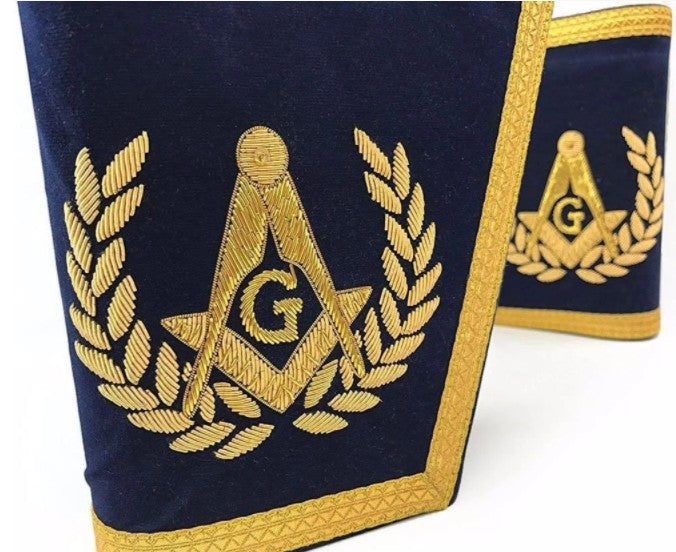Masonic Gauntlets Cuffs - Embroidered - Navy Blue | Regalia Lodge