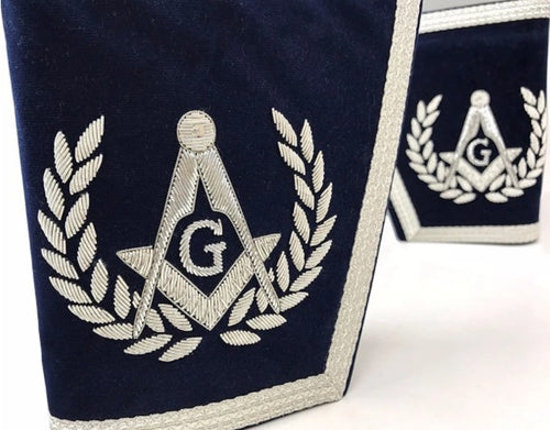 Masonic Gauntlets Cuffs - Embroidered - Navy Blue | Regalia Lodge