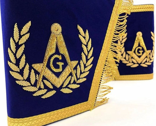 Masonic Gauntlets Cuffs - Embroidered with Fringe - Blue | Regalia Lodge