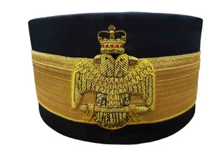 33rd Degree Scottish Rite Crown Wings Down Black Cap Bullion Hand Embroidery | Regalia Lodge