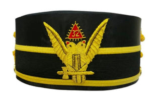 32nd Degree Scottish Rite Wings UP Double-Head Eagle Cap Bullion Hand Embroidery | Regalia Lodge