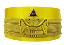 Load image into Gallery viewer, 32nd Degree Wings Down Scottish Rite Yellow Cap Bullion Hand Embroidery | Regalia Lodge