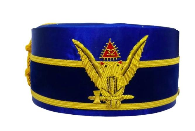 2nd Degree Scottish Rite Wings UP Blue Cap Bullion Hand Embroidery | Regalia Lodge