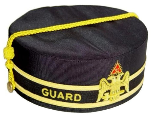 32nd Degree Guard Scottish Rite Wings Down Black Cap Hand Embroidery | Regalia Lodge