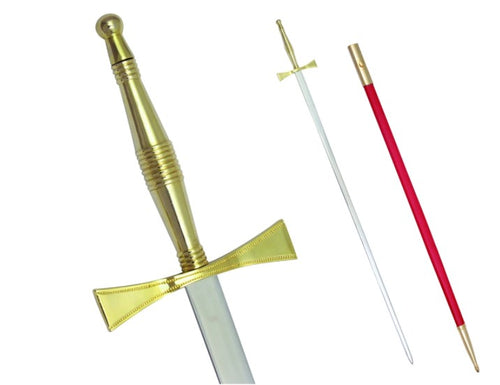 Masonic Sword with Gold Hilt and Red Scabbard 35 3/4