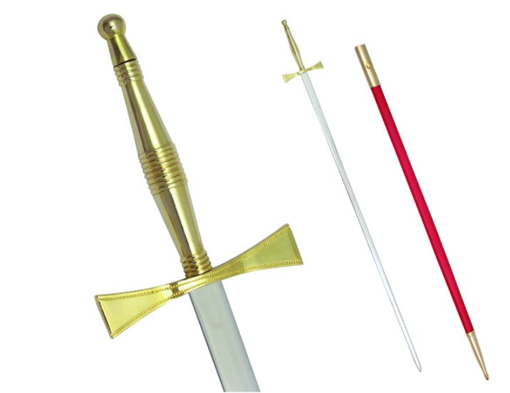 Masonic Sword with Gold Hilt and Red Scabbard 35 3/4