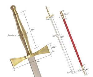 Masonic Sword with Gold Hilt and Red Scabbard 35 3/4" + Free Case | Regalia Lodge