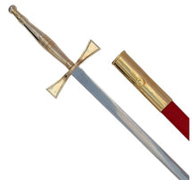 Load image into Gallery viewer, Masonic Sword with Gold Hilt and Red Scabbard 35 3/4&quot; + Free Case | Regalia Lodge