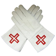 Cargar imagen en el visor de la galería, St. Thomas of Acon Gauntlets Red Cross Soft Leather Gloves | Regalia Lodge