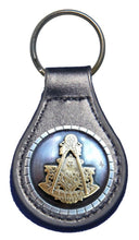 Afbeelding in Gallery-weergave laden, Masonic Past Master leather key fob or keychain Black - Masonic Keychains - Freemason Keychain - Black Masonic Pendant Key Rings - Freemasons Masonic Key ring A great gift for masons -  masonic desk items