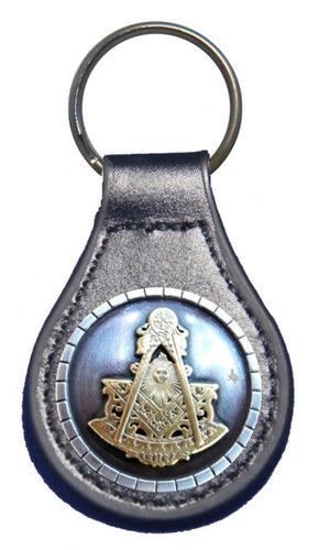 Masonic Past Master leather key fob or keychain Black - Masonic Keychains - Freemason Keychain - Black Masonic Pendant Key Rings - Freemasons Masonic Key ring A great gift for masons -  masonic desk items