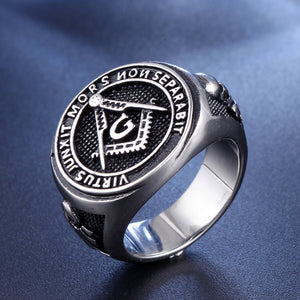 Religious Masonic Stainless Steel Ring Symbol G  Ring Fashion Compass Masonic Ring Freemason Symbol Ring