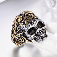 Cargar imagen en el visor de la galería, Punk Stainless Steel Men&#39;s Masonic Ring Fashion Ring masons Symbol Compass G Ring Ring
