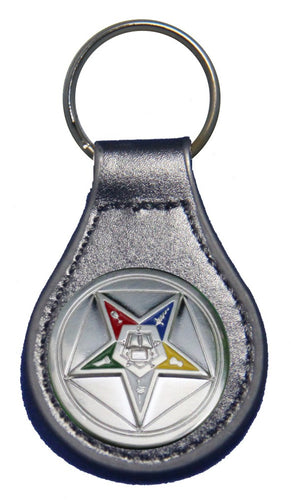 Eastern Star Masonic leather key fob or keychain Black - Masonic Keychains - Freemason Keychain - Black Masonic Pendant Key Rings - Freemasons Masonic Key ring A great gift for masons -  masonic desk items