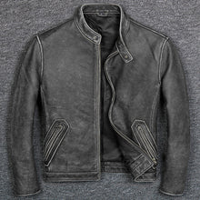 Cargar imagen en el visor de la galería, First Layer Cowhide Leather  Jacket, Pure Leather Jacket for Mens