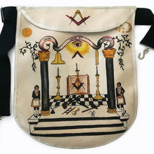 Cargar imagen en el visor de la galería, 18th Century Inspired Hand-Painted Masonic Lambskin Apron | Regalia Lodge