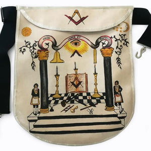 18th Century Inspired Hand-Painted Masonic Lambskin Apron | Regalia Lodge
