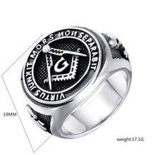 Load image into Gallery viewer, Religious Masonic Stainless Steel Ring Symbol G  Ring Fashion Compass Masonic Ring Freemason Symbol Ring