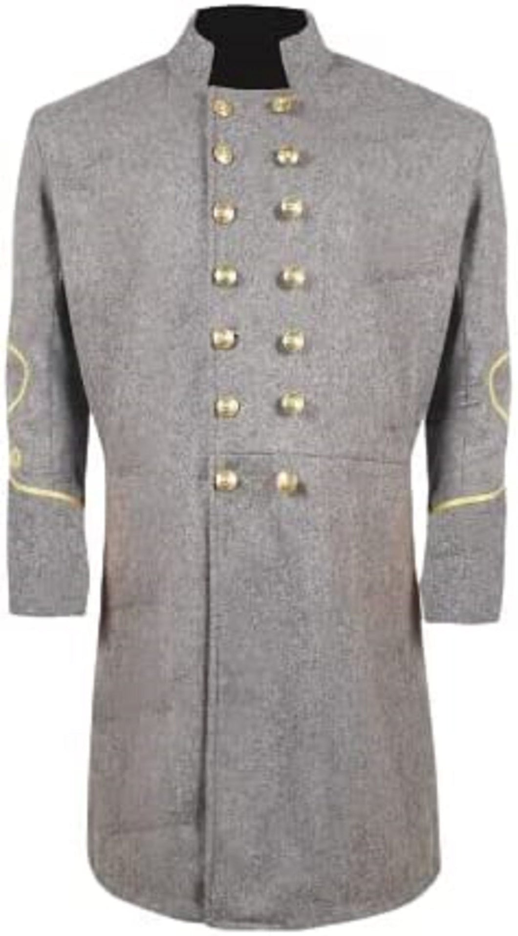 Civil War CS Officer Double Breast 2 Rows Braid Grey Wool Frock Coat -