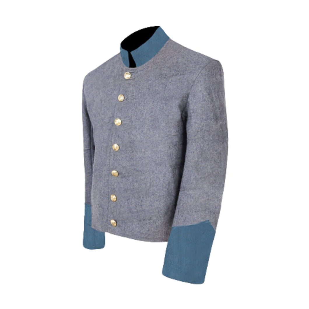 Civil War Confederate Infantry Shell Jacket, Grey jacket/ blue cuff