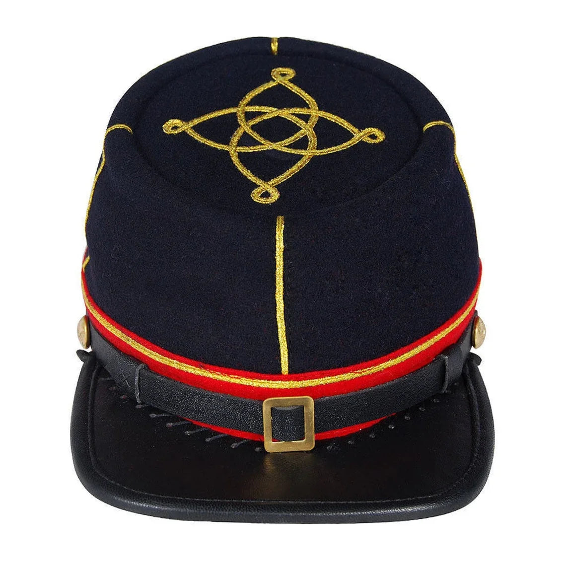 Civil War Union Artillery 1st 2nd lieutenant Leather Peak Kepi, Red