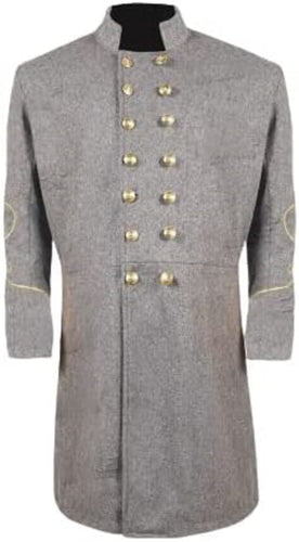 Civil War CS Officer's Double Breast 1 Rows Braid Grey Wool Frock Coat   - 