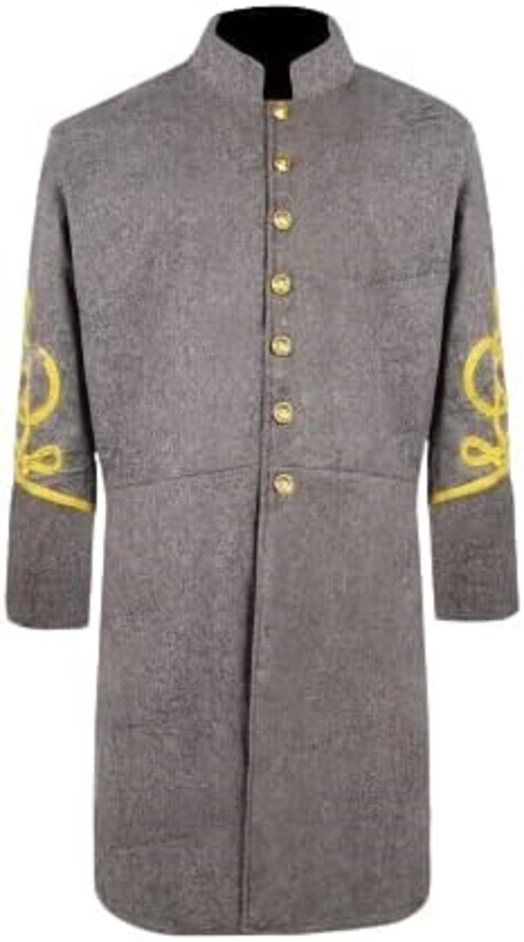 Civil War CS Officer's Single Breast 4 rows Braid Grey Wool Frock Coat - 