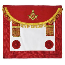 Load image into Gallery viewer, Scottish Master Mason Handmade Embroidery Apron with Rosettes - Red | Regalia Lodge