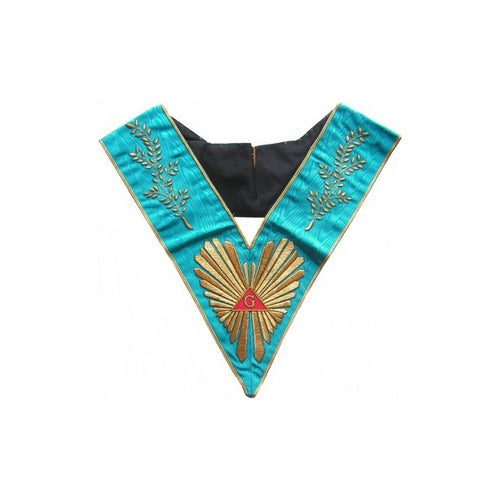 Masonic Officer's collar – Groussier French Rite – Worshipful Master – Acacia w/ 108 leaves – Hand embroidery | Regalia Lodge