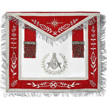 Charger l&#39;image dans la galerie, Masonic Blue Lodge Master Mason Silver Machine Embroidery Red Apron | Regalia Lodge