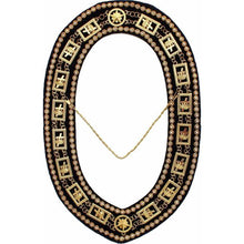 Load image into Gallery viewer, Knights Templar - Masonic Rhinestones Chain Collar - Gold/Silver on Black | Regalia Lodge