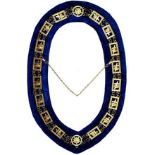 Carica l&#39;immagine nel visualizzatore di Gallery, Knights Templar - Masonic Chain Collar - Gold/Silver on Blue | Regalia Lodge