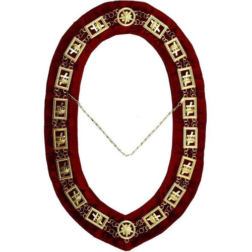 Knights Templar - Masonic Chain Collar - Gold/Silver on Red | Regalia Lodge