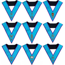 Cargar imagen en el visor de la galería, Masonic Memphis Misraim Officer Collars Set Of 9 Hand Embroidered | Regalia Lodge