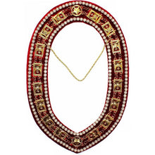 Charger l&#39;image dans la galerie, Shriner - Masonic Rhinestone Around Chain Collar - Gold/Silver on Red | Regalia Lodge