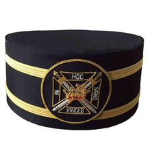 Load image into Gallery viewer, Masonic Knights Templar Black Cap with Gold Braid | Regalia Lodge
