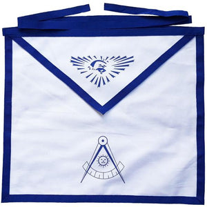 Masonic Blue Lodge White Cotton Duck Cloth Past Master Apron Printed | Regalia Lodge