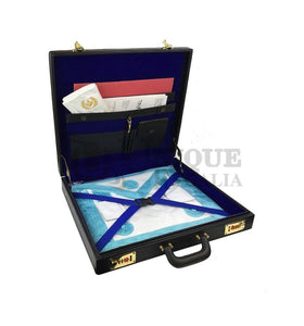 Masonic Regalia MM/WM Mason Apron Hard Case/Briefcase with Yellow Compass | Regalia Lodge