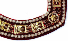 Load image into Gallery viewer, Shriner - Masonic Rhinestone Around Chain Collar - Gold/Silver on Red | Regalia Lodge
