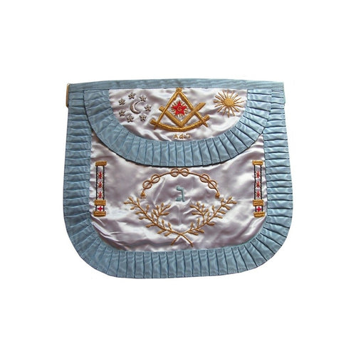 Satin Masonic apron – Traditional French Rite – Worshipful Master – Hebrew letter | Regalia Lodge