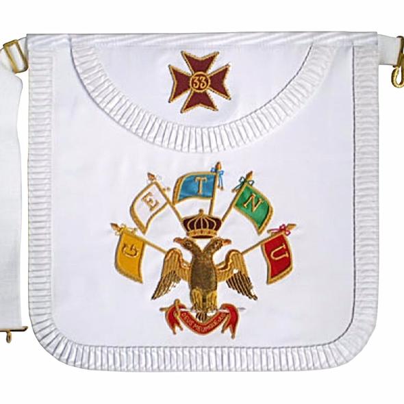 Masonic Scottish Rite Satin Round Apron - AASR - 33rd degree | Regalia Lodge